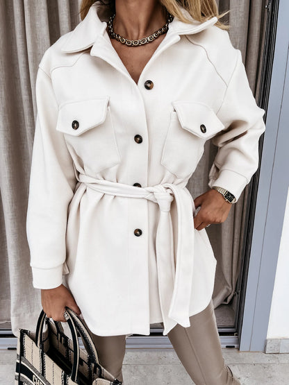 Oversized Fall Shirt Jacket With Button Front