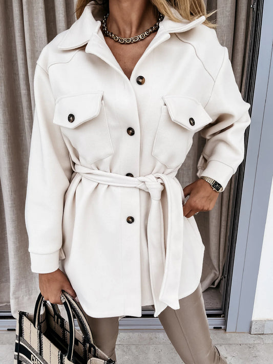 Oversized Fall Shirt Jacket With Button Front
