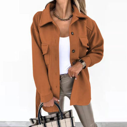 Oversized Fall Shirt Jacket With Button Front