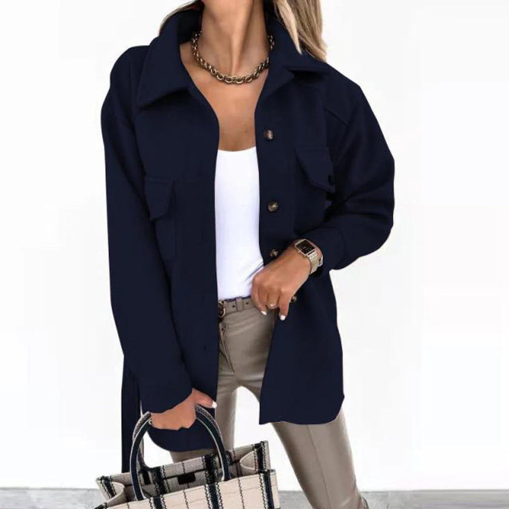 Oversized Fall Shirt Jacket With Button Front