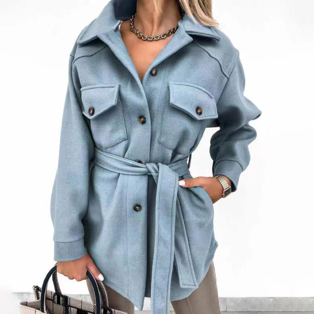 Oversized Fall Shirt Jacket With Button Front