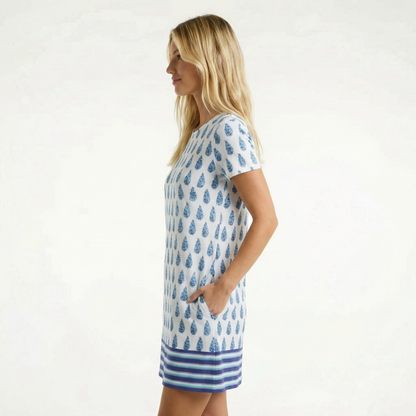 White Short Sleeve Shift Dress - UPF 50+ Protection, Breathable Fabric, Pockets