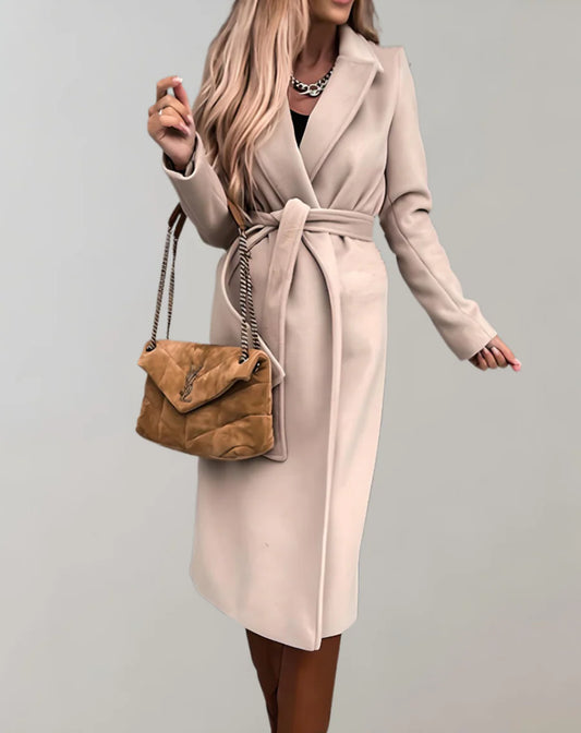 Tie Waist Long Overcoat