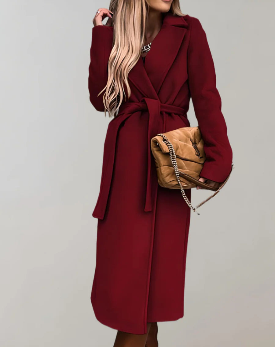 Tie Waist Long Overcoat