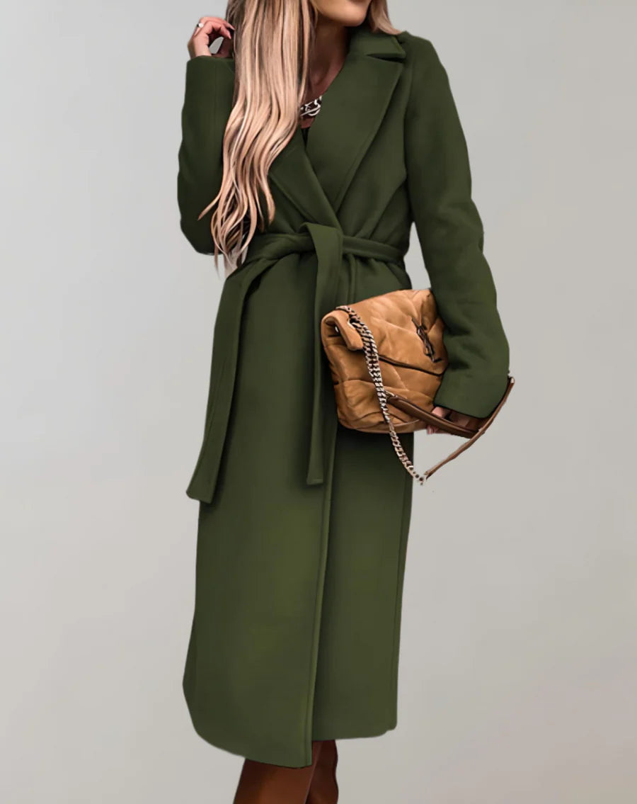 Tie Waist Long Overcoat