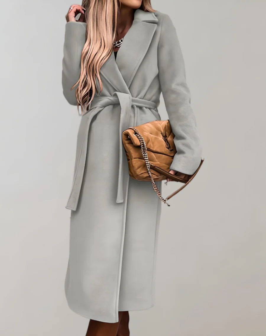 Tie Waist Long Overcoat