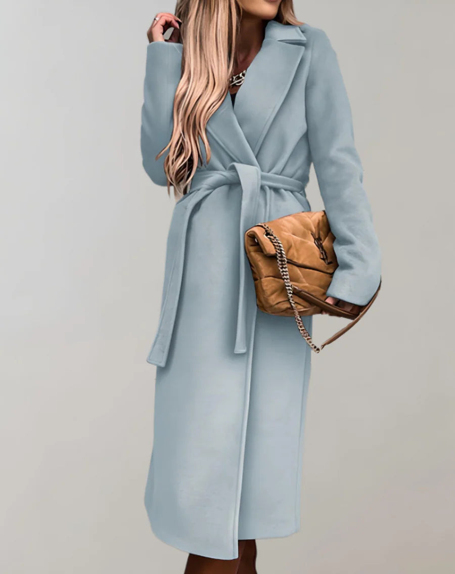 Tie Waist Long Overcoat