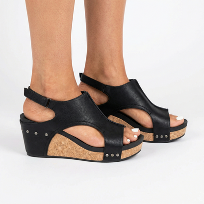 Vegan Wedge Sandals - Cork Heel, Everyday Comfort