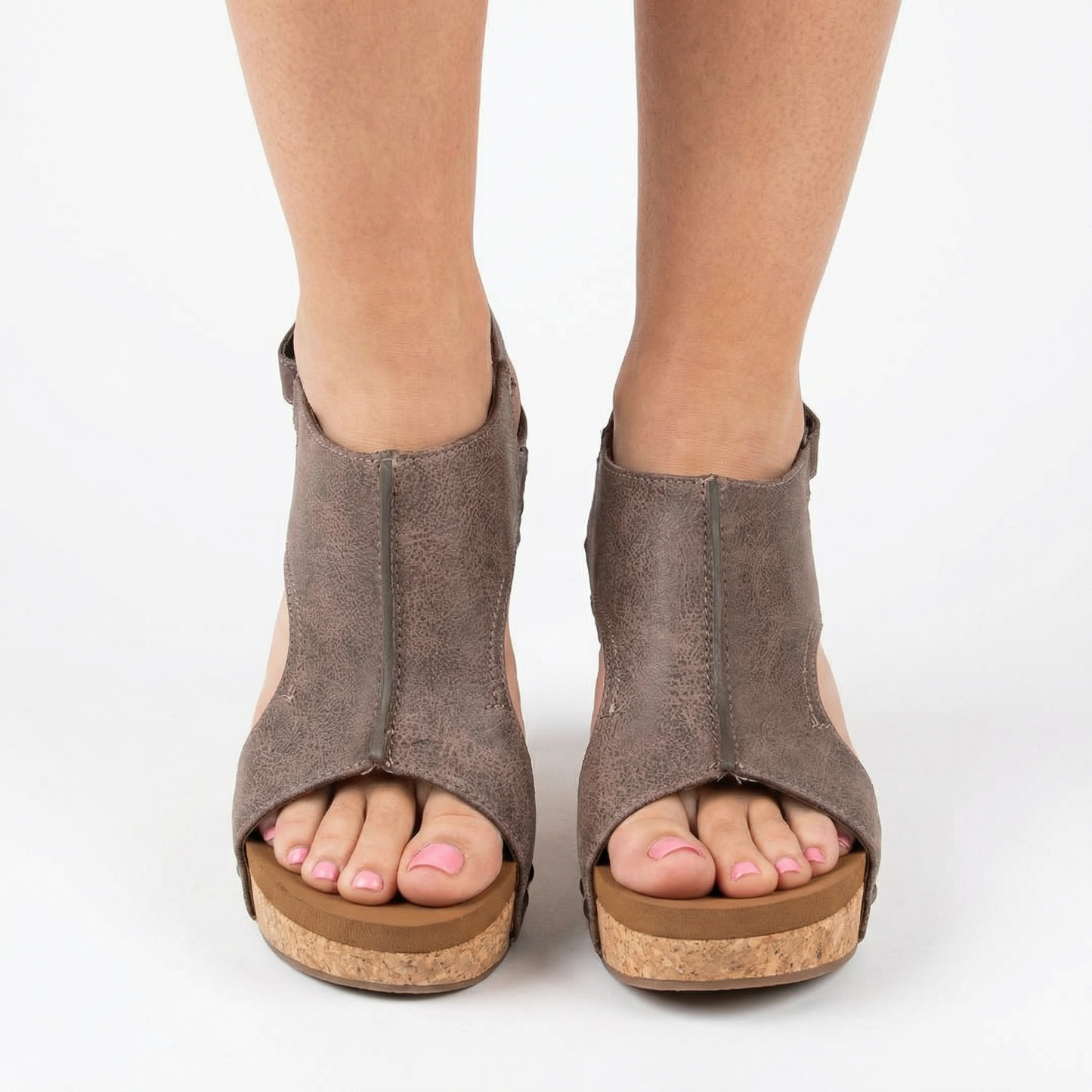 Vegan Wedge Sandals - Cork Heel, Everyday Comfort