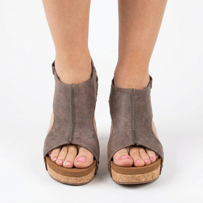 Vegan Wedge Sandals - Cork Heel, Everyday Comfort