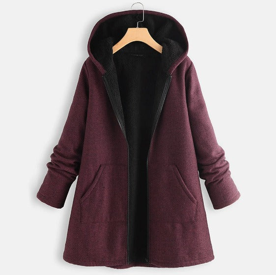 Fall Hooded Knit Coat