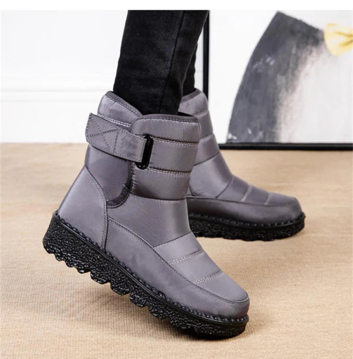 Women’s Mid-Calf Winter Boots – Quilted Upper With Strap Detail and Textured Sole for Fall and Winter