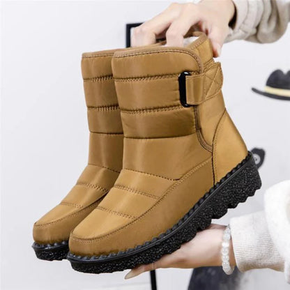 Women’s Mid-Calf Winter Boots – Quilted Upper With Strap Detail and Textured Sole for Fall and Winter