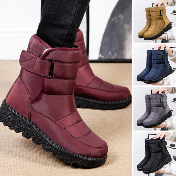 Women’s Mid-Calf Winter Boots – Quilted Upper With Strap Detail and Textured Sole for Fall and Winter
