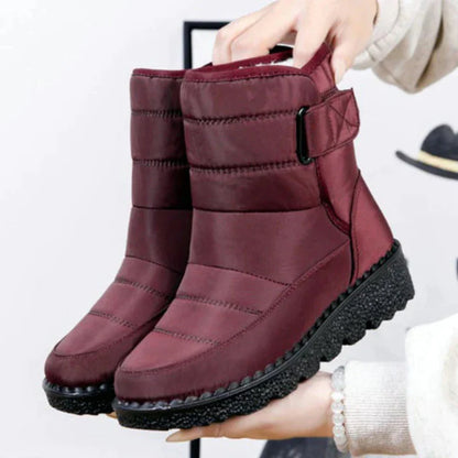 Women’s Mid-Calf Winter Boots – Quilted Upper With Strap Detail and Textured Sole for Fall and Winter