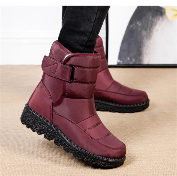 Women’s Mid-Calf Winter Boots – Quilted Upper With Strap Detail and Textured Sole for Fall and Winter