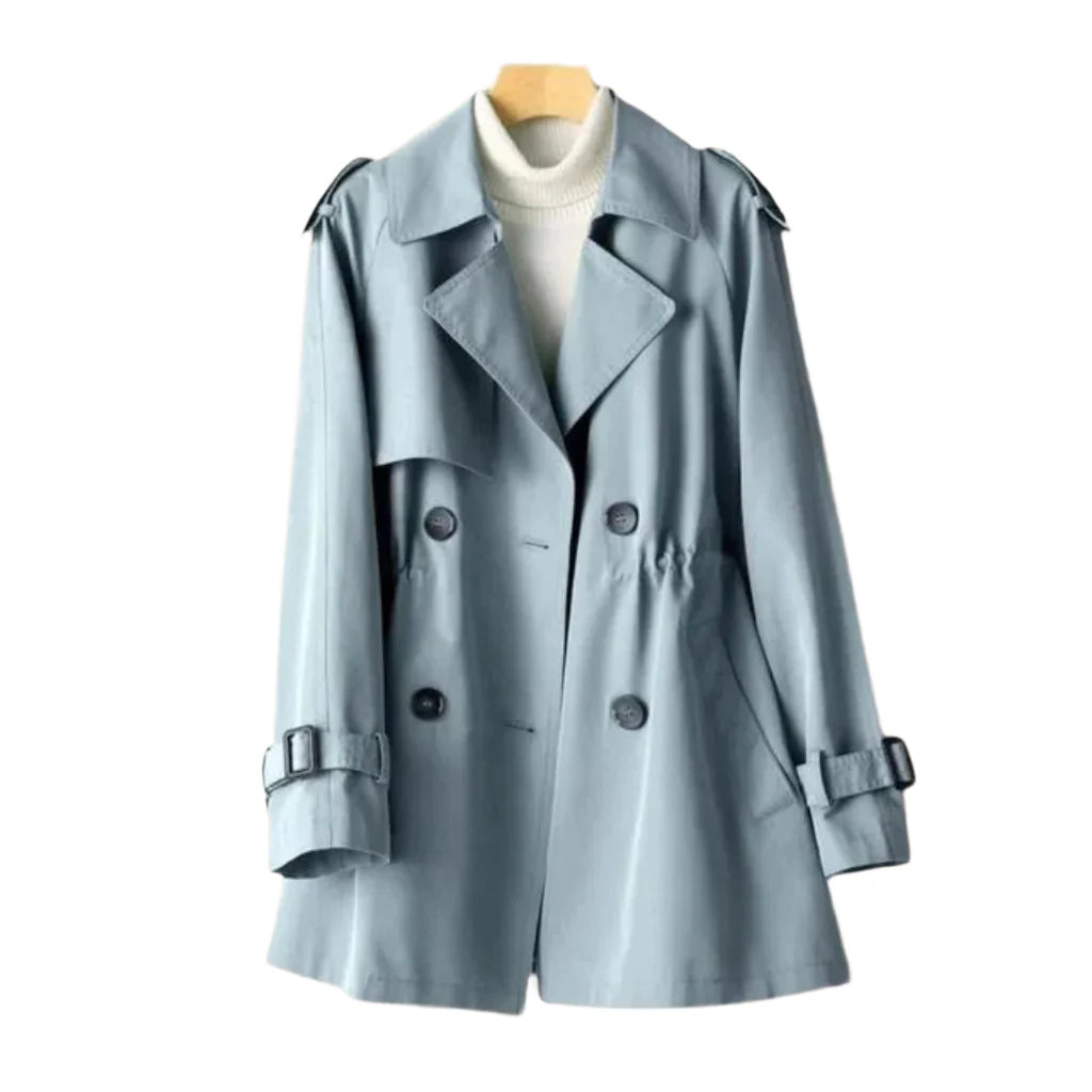 Women’s Double-Breasted Trench Coat – Fall Outerwear in Cotton Blend Twill