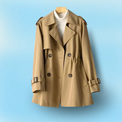 Women’s Double-Breasted Trench Coat – Fall Outerwear in Cotton Blend Twill