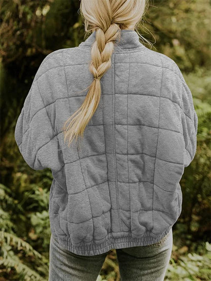 Women’s Quilted Fleece Jacket – Fall Outerwear in Soft Padded Fabric