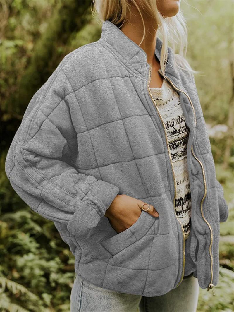 Women’s Quilted Fleece Jacket – Fall Outerwear in Soft Padded Fabric