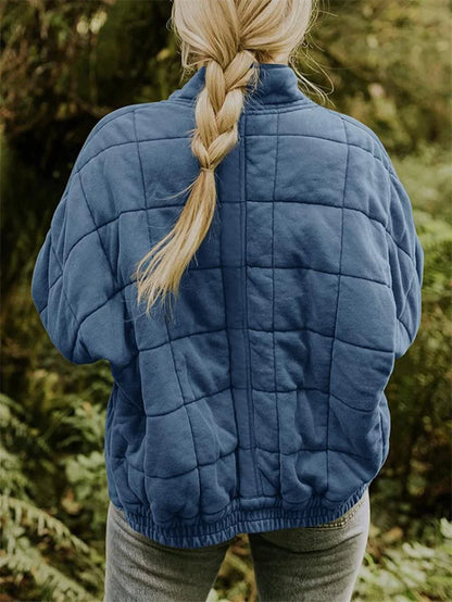 Women’s Quilted Fleece Jacket – Fall Outerwear in Soft Padded Fabric