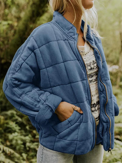 Women’s Quilted Fleece Jacket – Fall Outerwear in Soft Padded Fabric