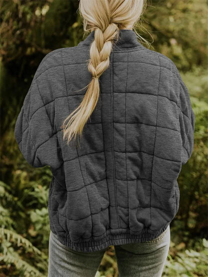 Women’s Quilted Fleece Jacket – Fall Outerwear in Soft Padded Fabric