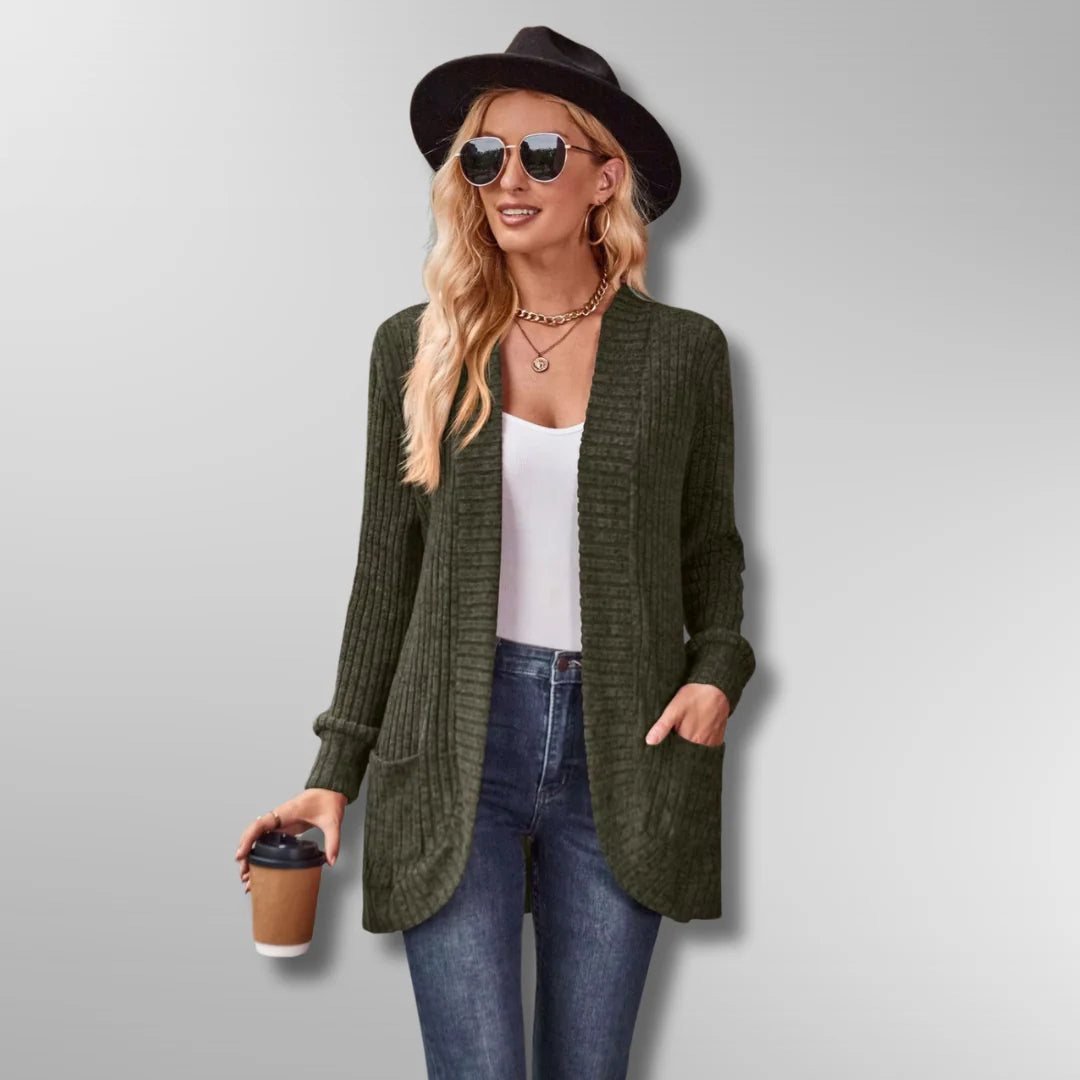 Women’s Ribbed Knit Open Front Cardigan – Fall Layer In Soft Acrylic Blend