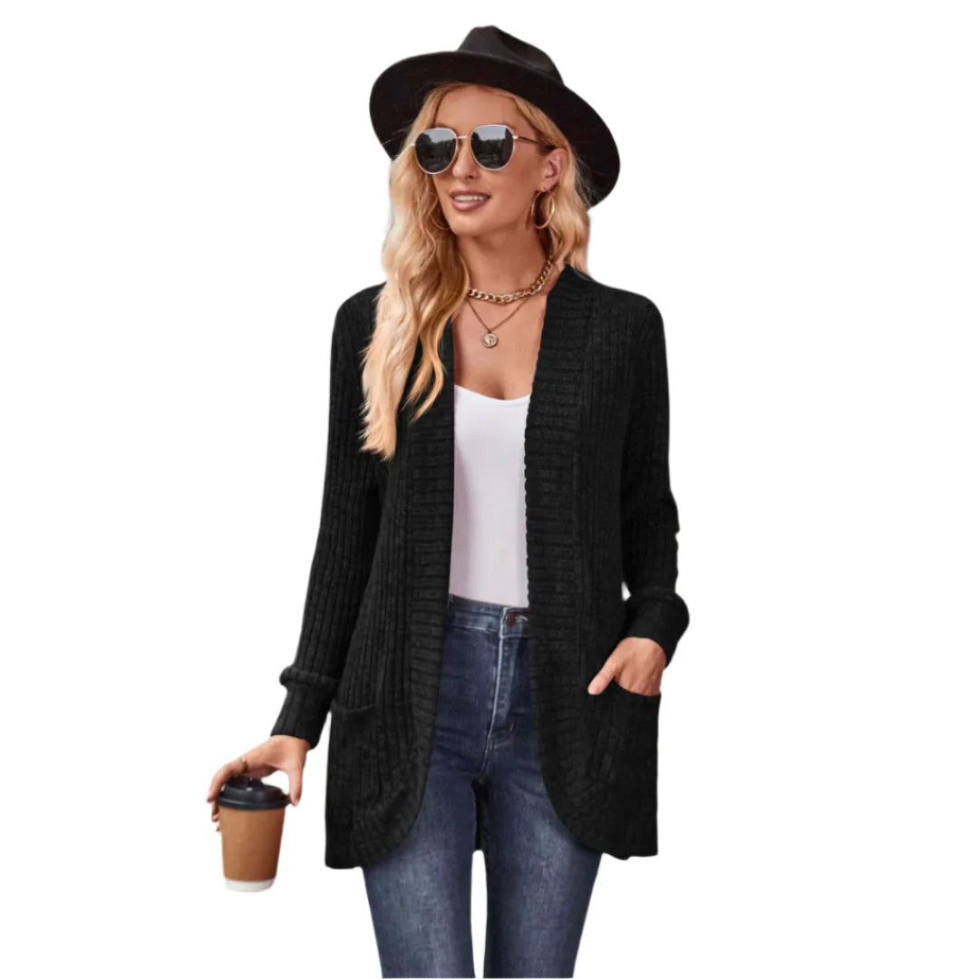 Women’s Ribbed Knit Open Front Cardigan – Fall Layer In Soft Acrylic Blend