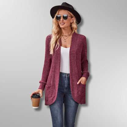 Women’s Ribbed Knit Open Front Cardigan – Fall Layer In Soft Acrylic Blend