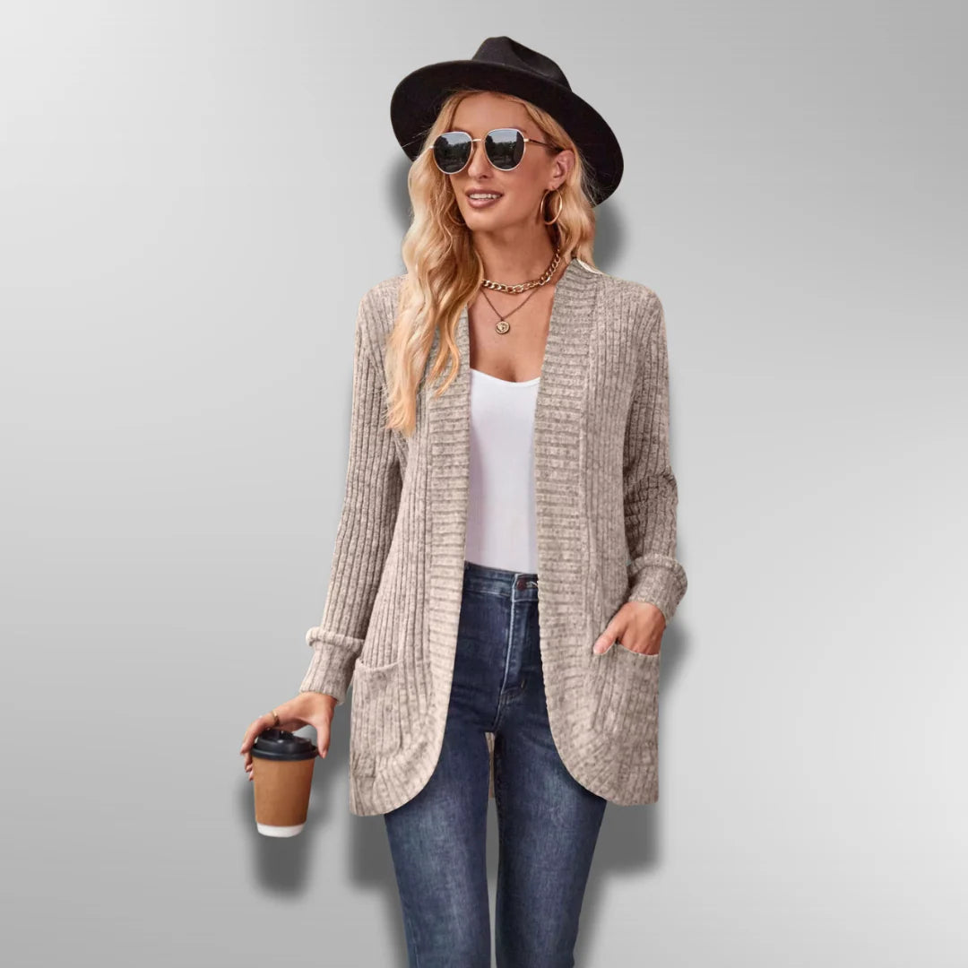 Women’s Ribbed Knit Open Front Cardigan – Fall Layer In Soft Acrylic Blend