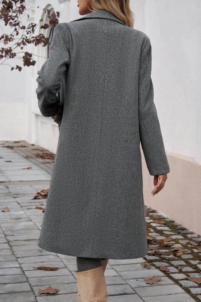 Women’s Wool Blend Long Coat – Fall Outerwear With Tailored Silhouette