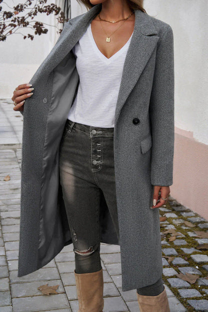 Women’s Wool Blend Long Coat – Fall Outerwear With Tailored Silhouette