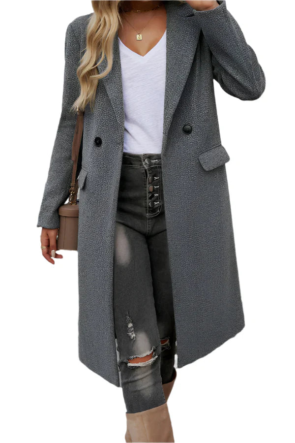 Women’s Wool Blend Long Coat – Fall Outerwear With Tailored Silhouette