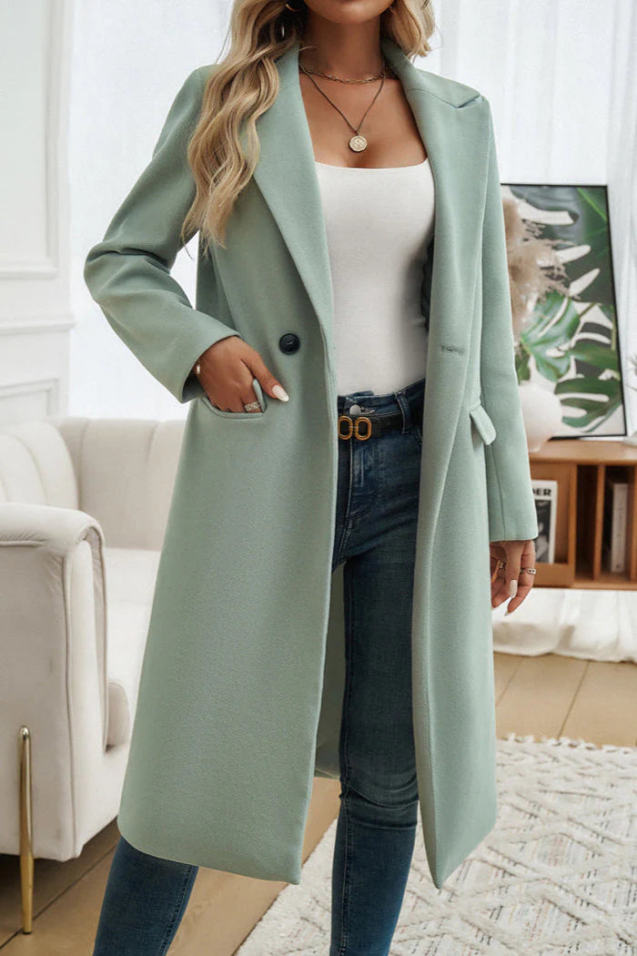 Women’s Wool Blend Long Coat – Fall Outerwear With Tailored Silhouette