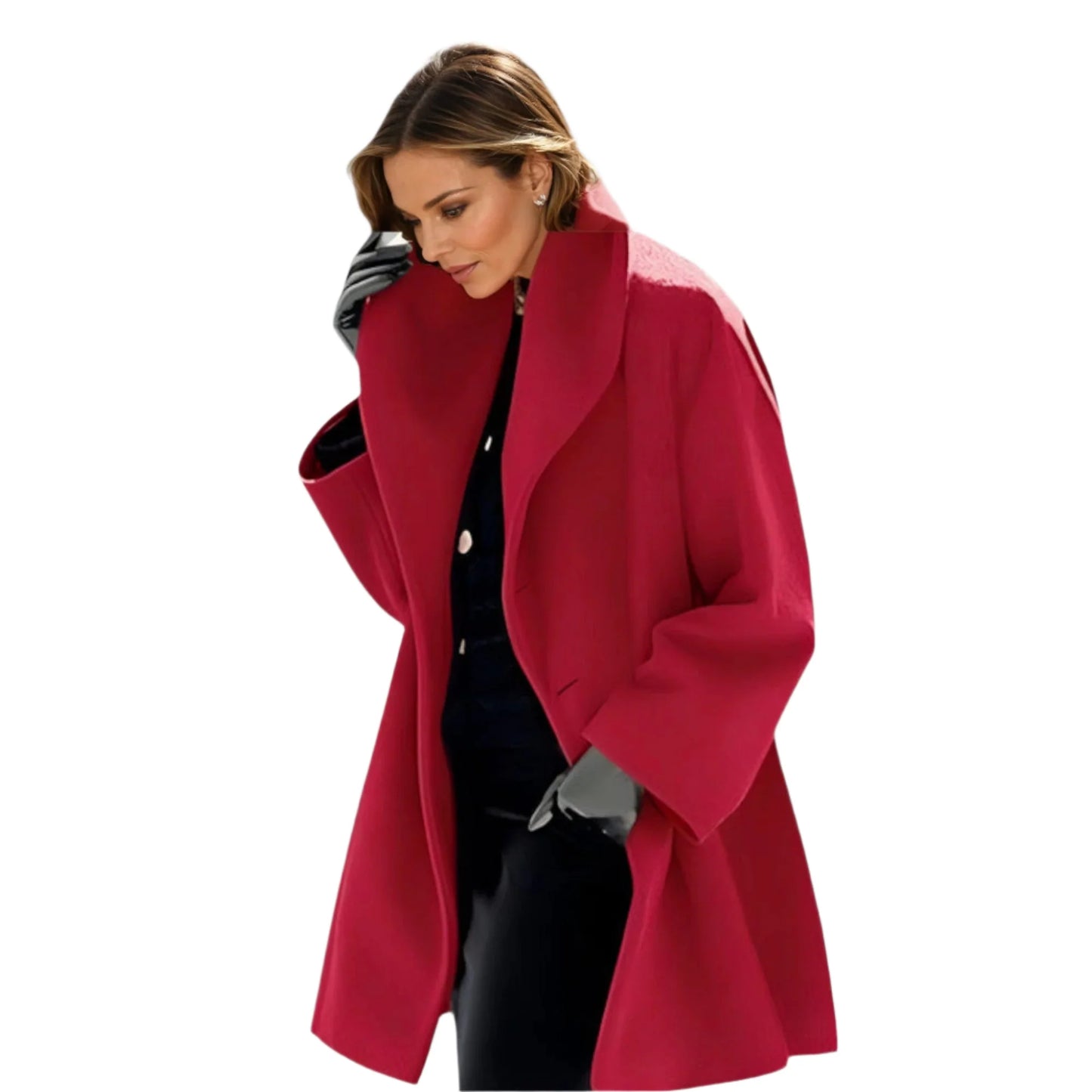 Women’s Wool Blend Oversized Coat – Fall Outerwear With Hooded Silhouette