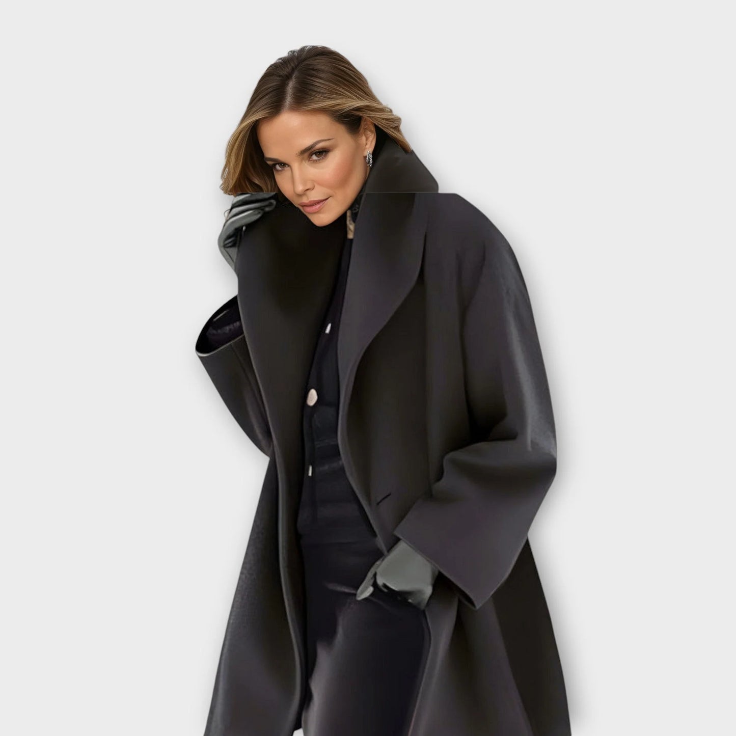 Women’s Wool Blend Oversized Coat – Fall Outerwear With Hooded Silhouette