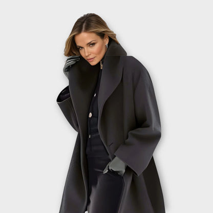 Women’s Wool Blend Oversized Coat – Fall Outerwear With Hooded Silhouette