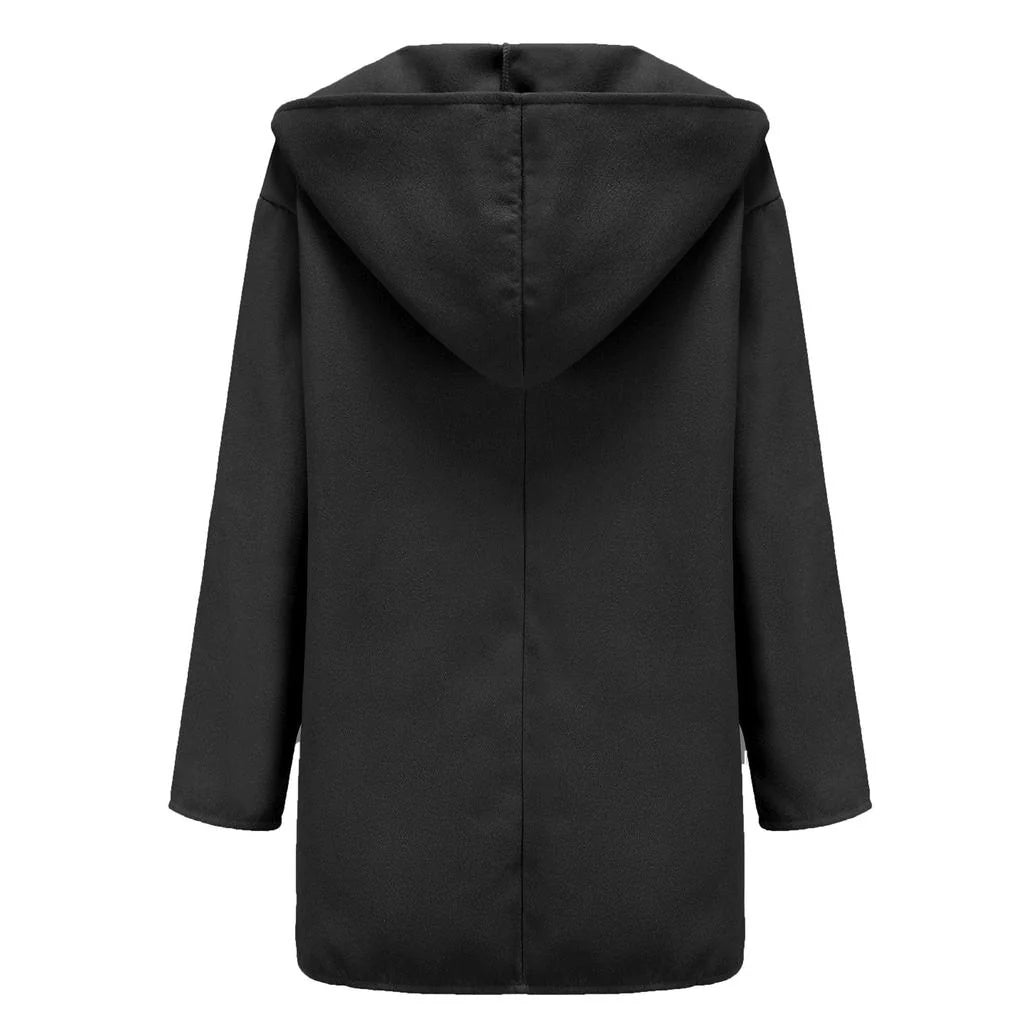 Women’s Wool Blend Oversized Coat – Fall Outerwear With Hooded Silhouette