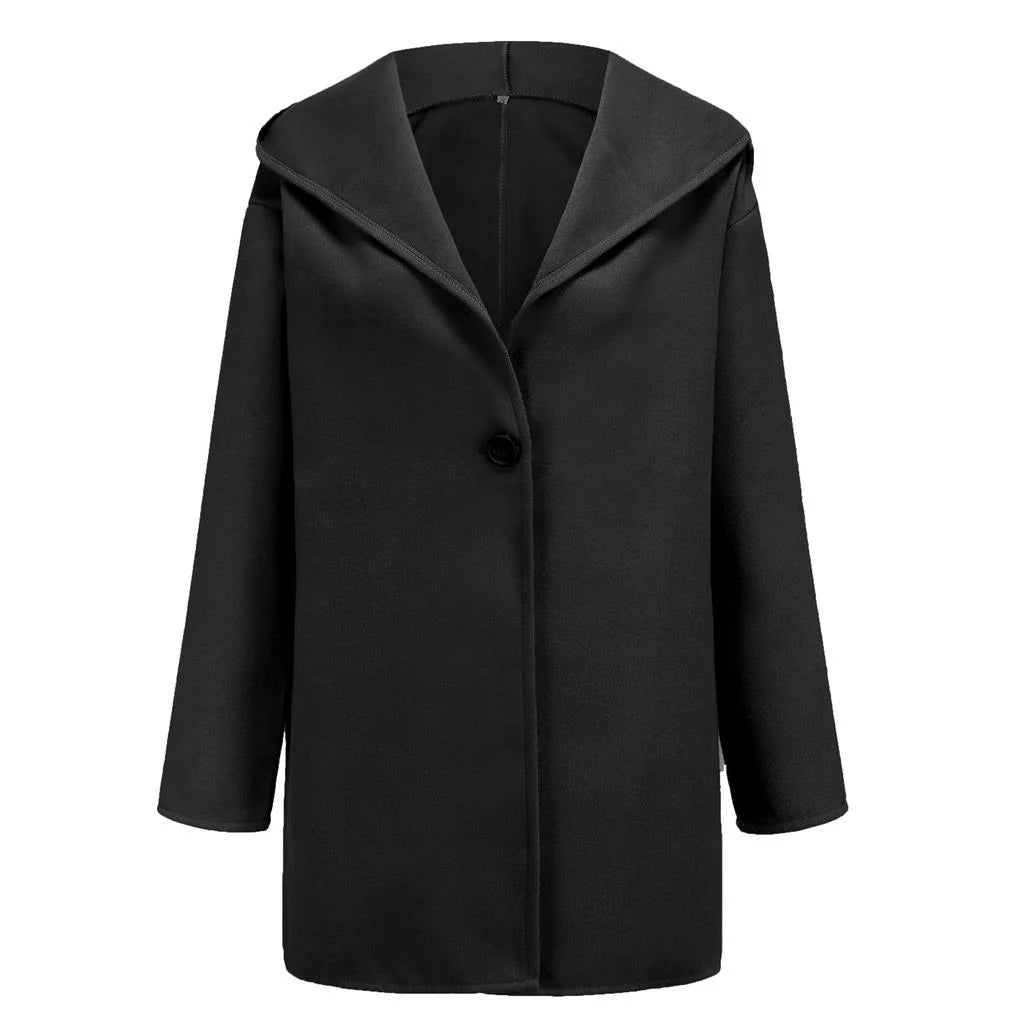 Women’s Wool Blend Oversized Coat – Fall Outerwear With Hooded Silhouette