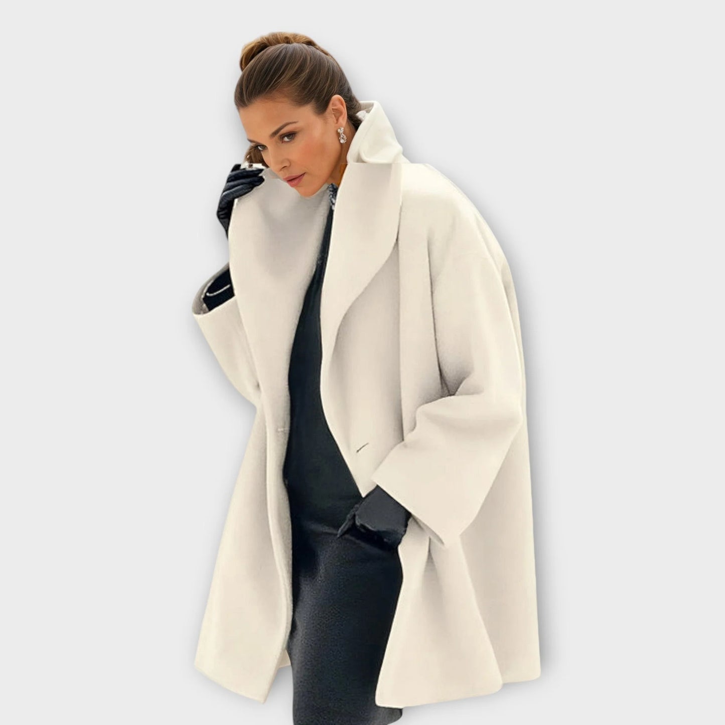 Women’s Wool Blend Oversized Coat – Fall Outerwear With Hooded Silhouette