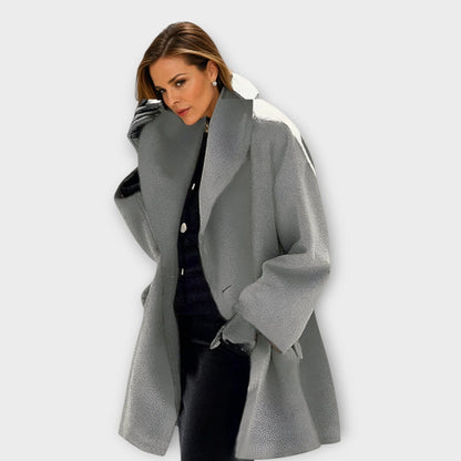Women’s Wool Blend Oversized Coat – Fall Outerwear With Hooded Silhouette