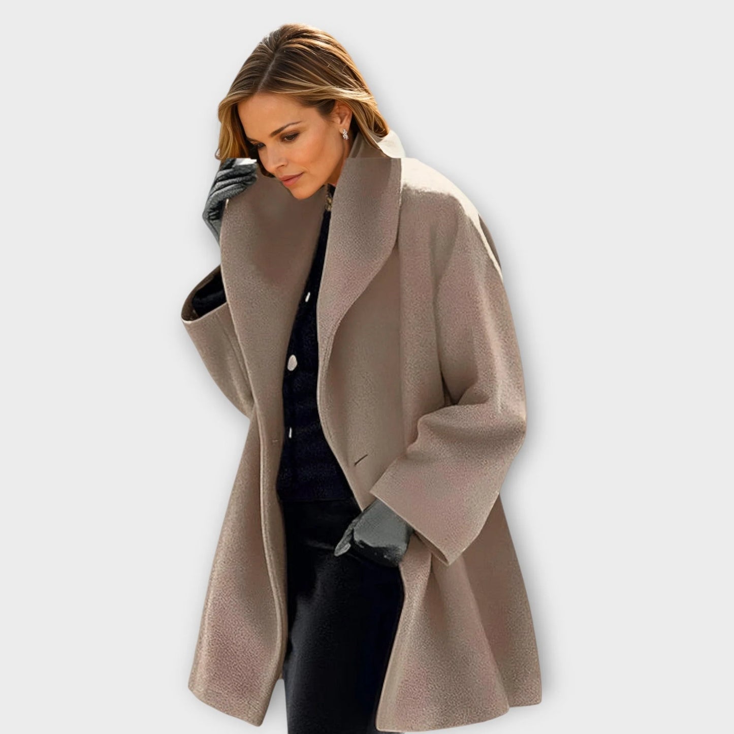 Women’s Wool Blend Oversized Coat – Fall Outerwear With Hooded Silhouette