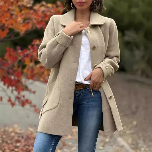 Wool Blend Button Coat
