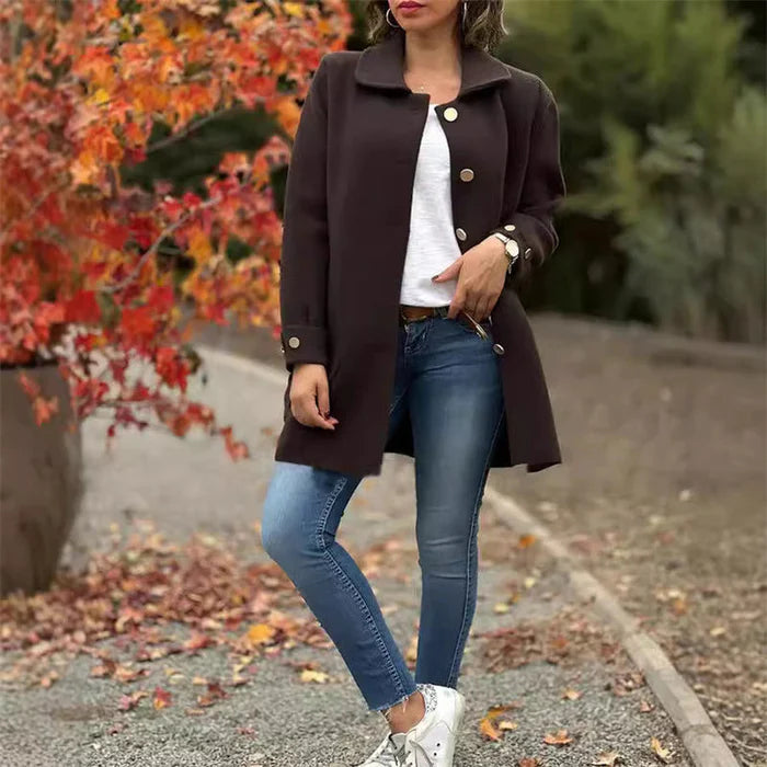 Wool Blend Button Coat