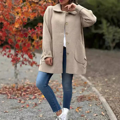 Wool Blend Button Coat