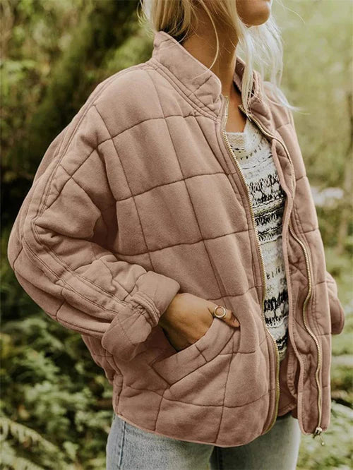 Quilted Zip Jacket For Fall Layering