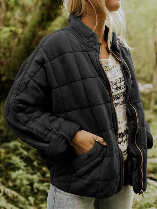 Quilted Zip Jacket For Fall Layering