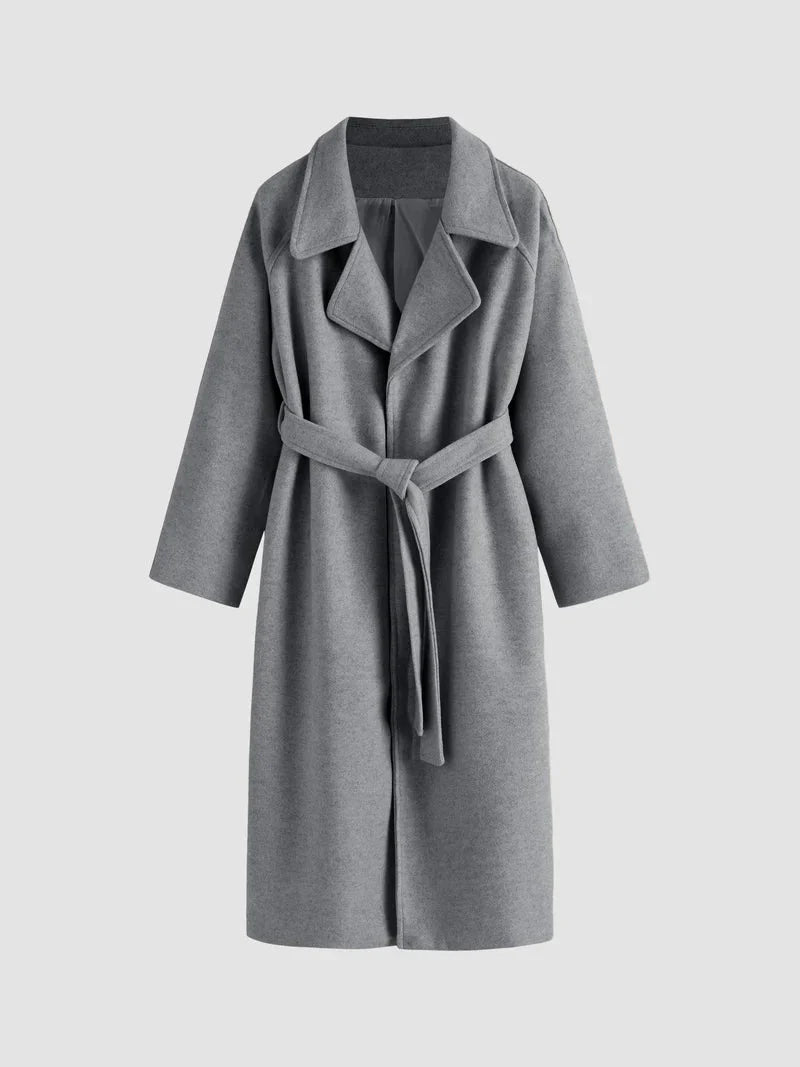 Belted Long Coat For Fall