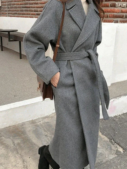 Belted Long Coat For Fall